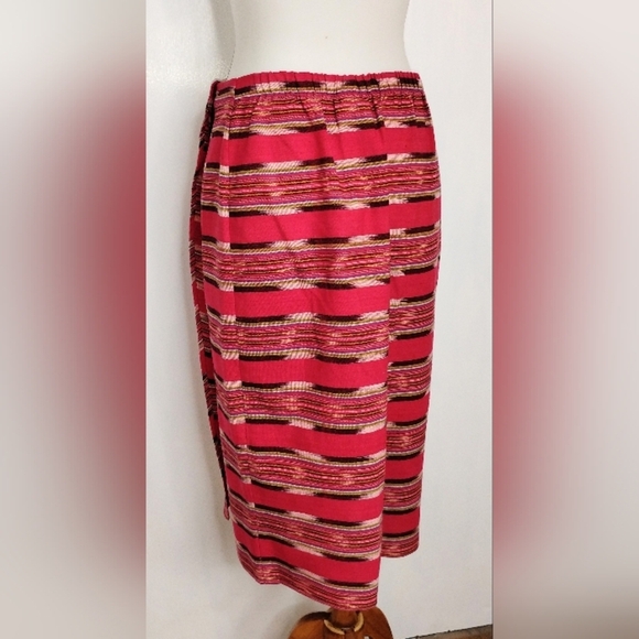 VINTAGE WOVEN COTTON FAUX WRAP SKIRT - Picture 4 of 7